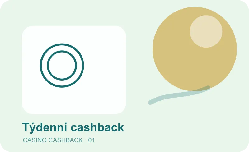 Ilustrace Týdenní cashback s herním symbolem na zeleném panelu