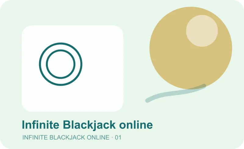 Ilustrace Infinite Blackjack s herním symbolem na zeleném panelu