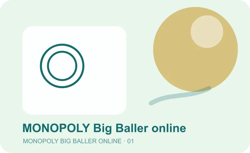 Ilustrace MONOPOLY Big Baller s herním symbolem na zeleném panelu