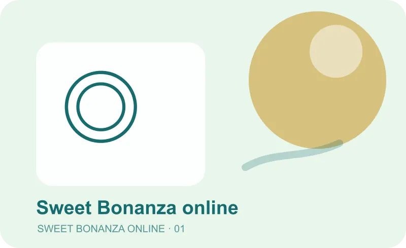 Ilustrace Sweet Bonanza s herním symbolem na zeleném panelu