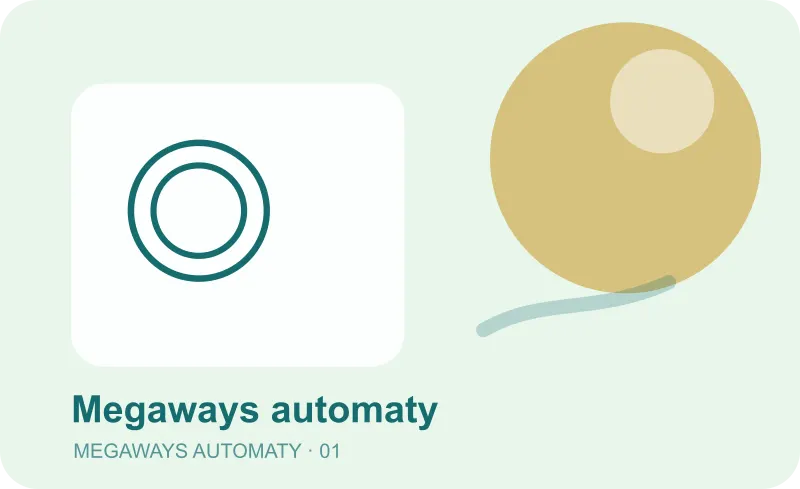 Ilustrace Megaways automaty s herním symbolem na zeleném panelu