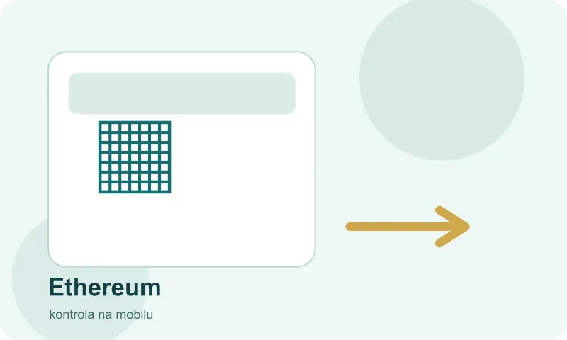 Kontrola částky Ethereum na mobilní obrazovce