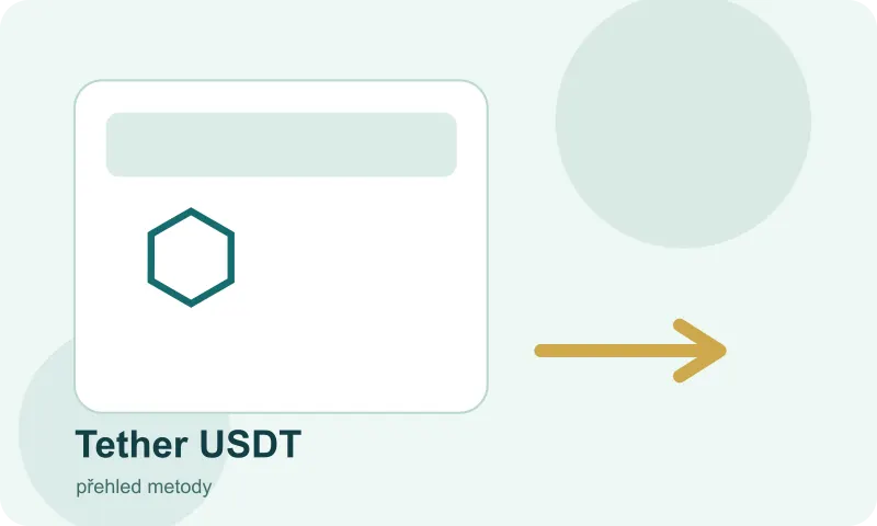 Platební metoda Tether USDT na světlé kartě pokladny