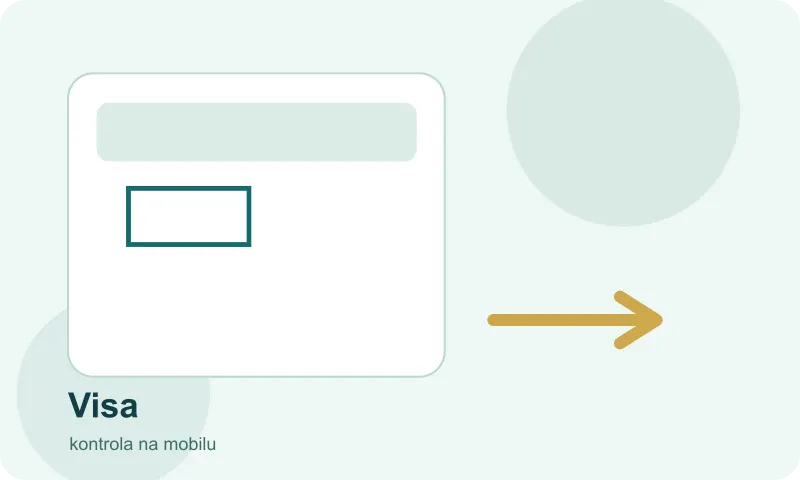 Kontrola částky Visa na mobilní obrazovce